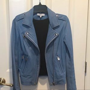 Iro Han Leather Jacket size 36 denim blue color